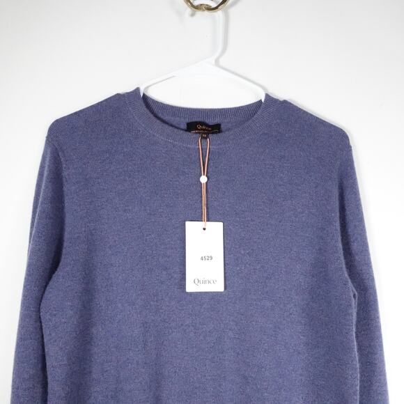 New Quince Women’s XS Mongolian Cashmere Crewneck Sweater Pullover Storm Blue - Picture 4 of 10